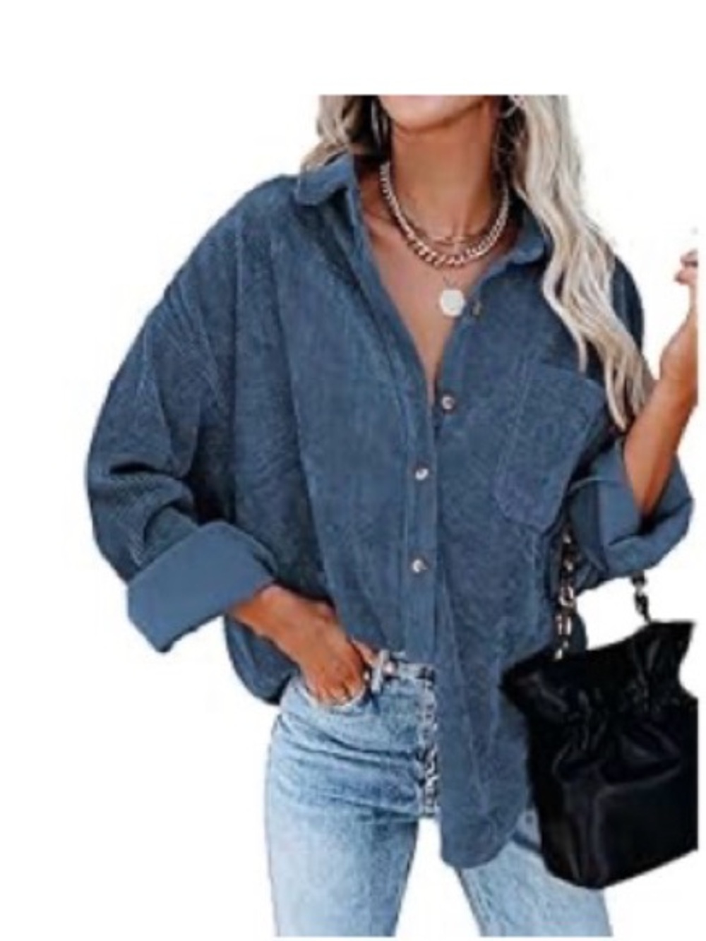 Astylish | Blue Corduroy Oversized Shirt | XL | Like New